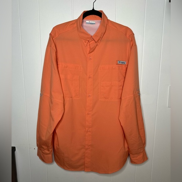 Columbia Men's Orange Shirt-Size Large - Picture 1 of 5